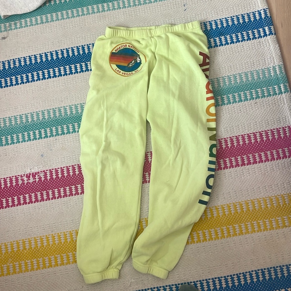 Neon, yellow aviator nation, sweatpants size small